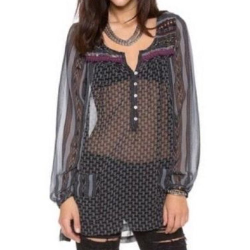 Free People Feather in the Wind Embellished Top - M